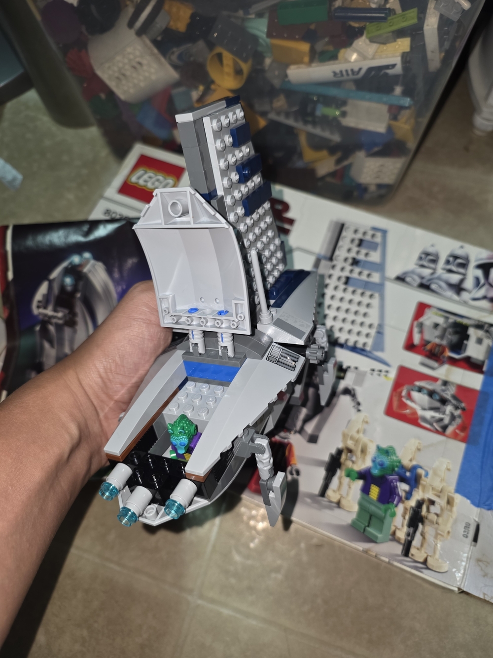 Lego Gray & Blue Spacecraft Shuttle with Trans-Green Accents